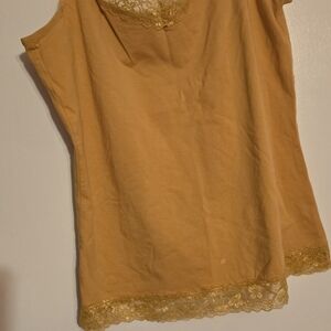 Lace Trimmed Sleeveless Top in Mustard